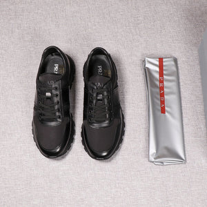 P R A D A - Mens Gloss Black Sneaker