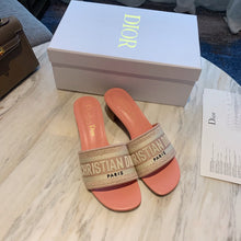 Load image into Gallery viewer, Pink D I O R slides (2 Heel Options)