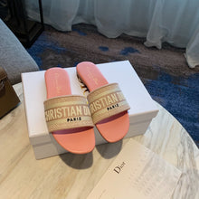 Load image into Gallery viewer, Pink D I O R slides (2 Heel Options)