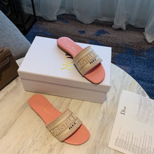 Load image into Gallery viewer, Pink D I O R slides (2 Heel Options)