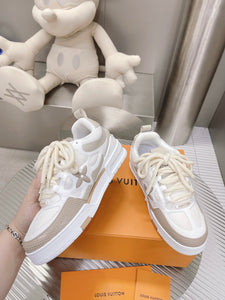 L v cream sneakers