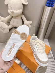 L v cream sneakers