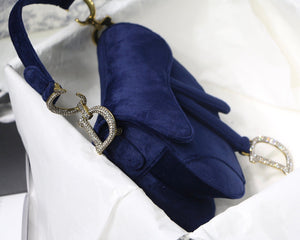 Dior saddle velvet navy