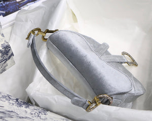 Dior saddle velvet silver
