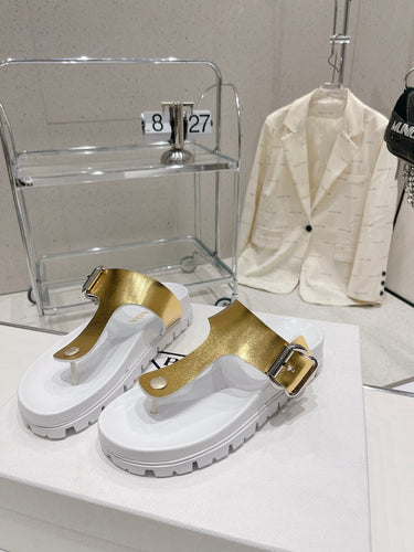 P r a d a gold slides