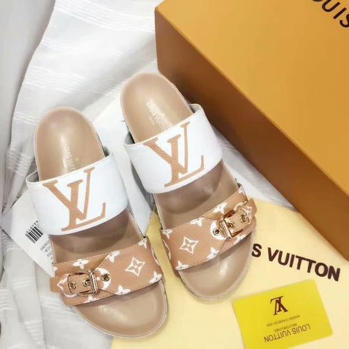 Lv sandals cream/green