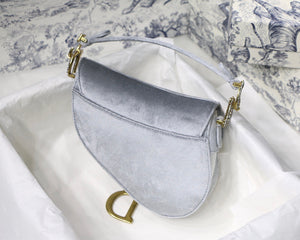 Dior saddle velvet silver