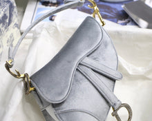 Load image into Gallery viewer, Dior saddle velvet silver