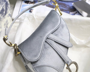 Dior saddle velvet silver