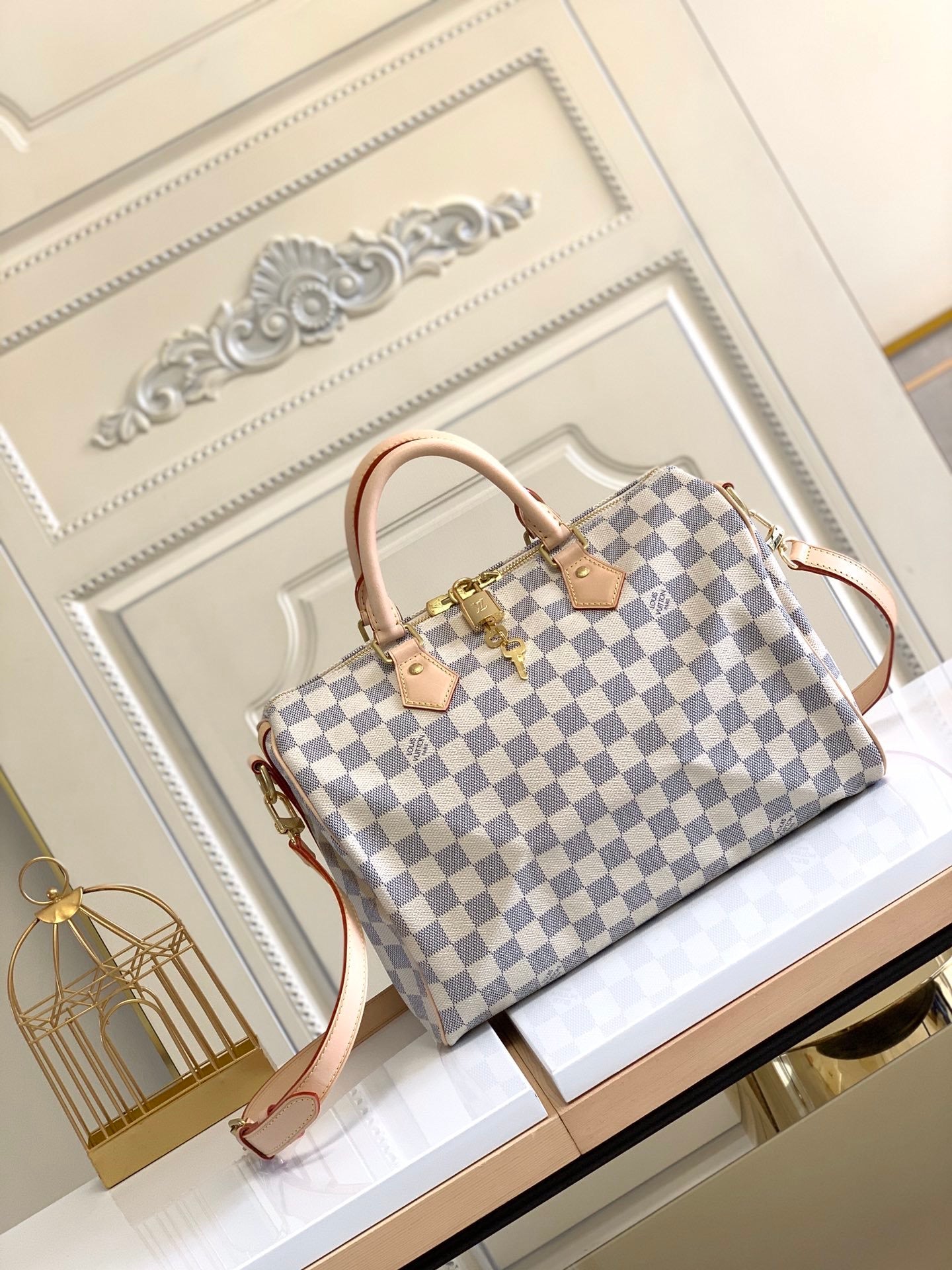 Speedy cloth handbag Louis Vuitton White in Cloth - 30814283