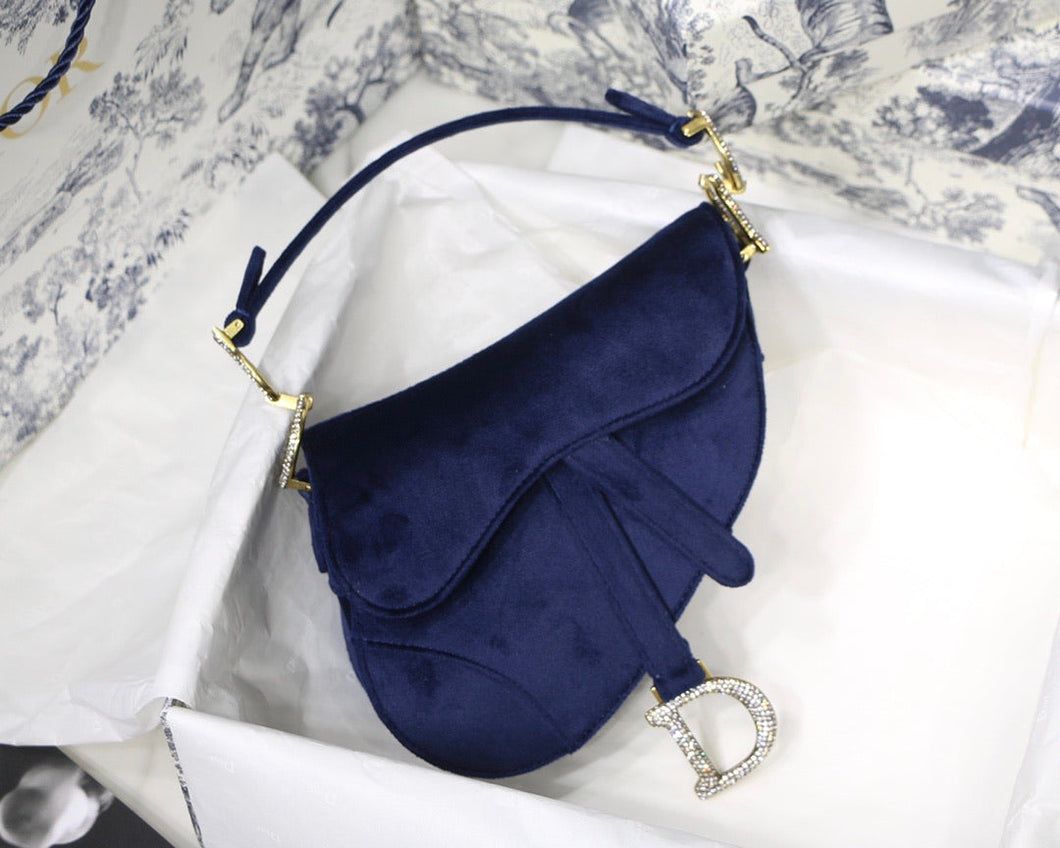Dior saddle velvet navy