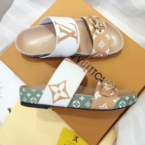 Lv sandals cream/green