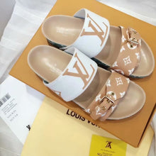 Load image into Gallery viewer, Lv sandals cream/green