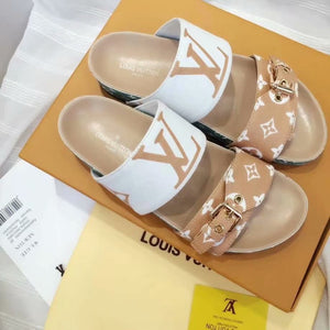 Lv sandals cream/green