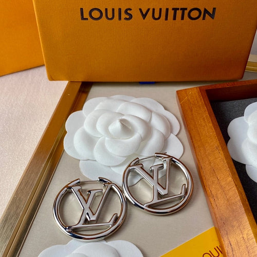 L v earrings silver