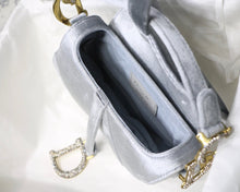 Load image into Gallery viewer, Dior saddle velvet silver