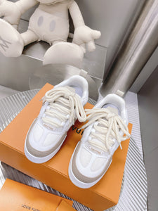 L v cream sneakers