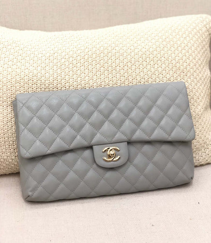 Chanel gray clutch