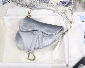 Dior saddle velvet silver