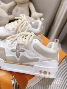 L v cream sneakers